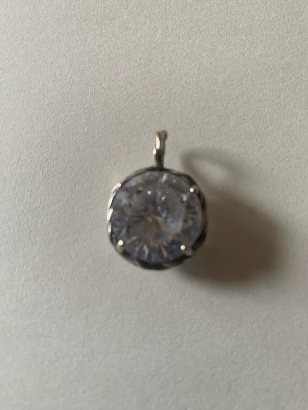 Classic Round Clear Crystal Pendant in Silver